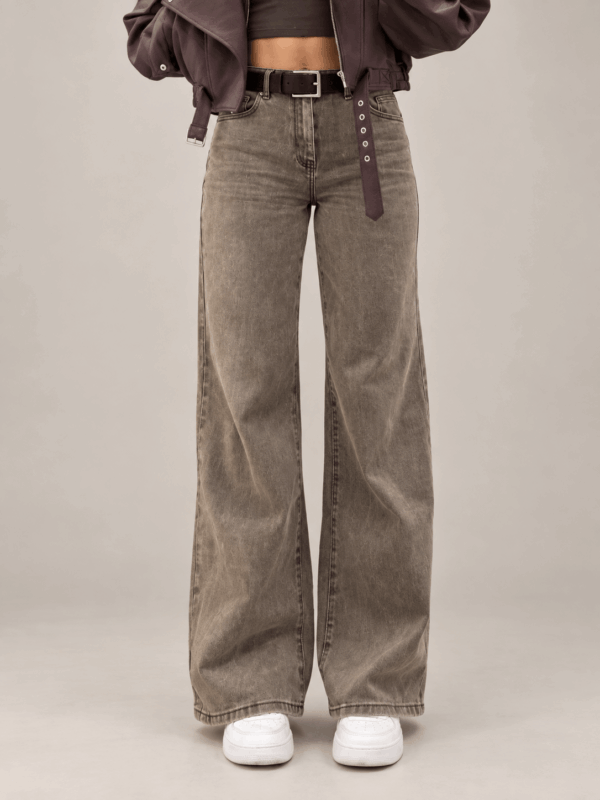 Jeans Wide Leg Elasticizzato Taupe