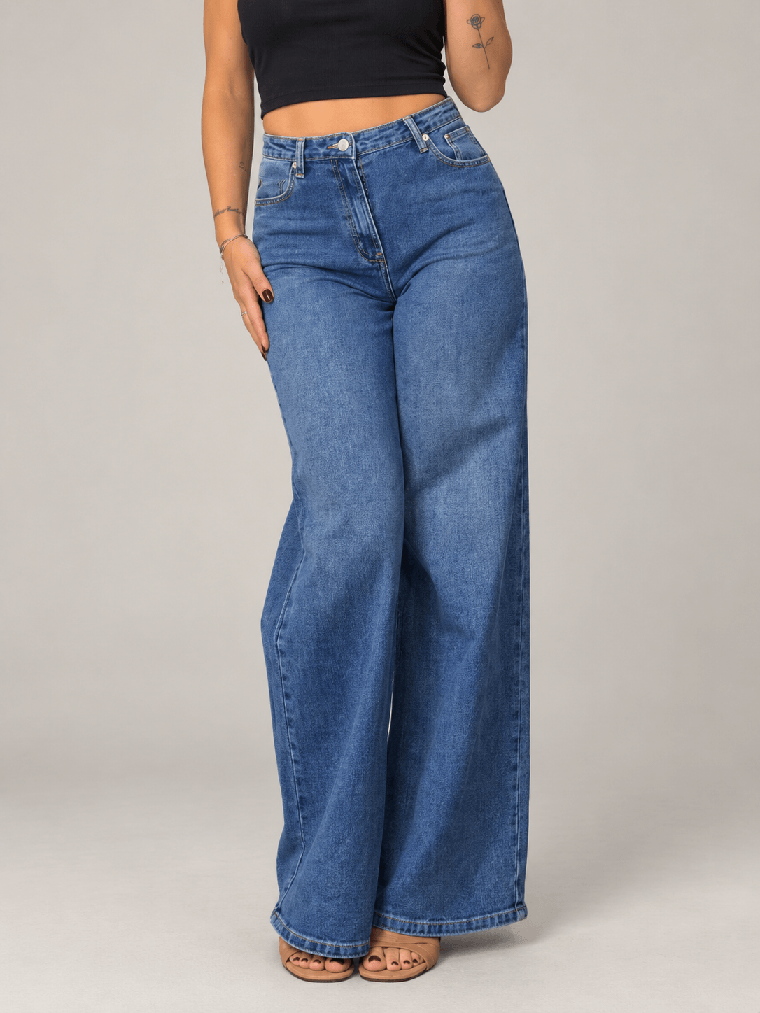 Jeans Wide Leg Elasticizzato Blue Jeans - immagine 2