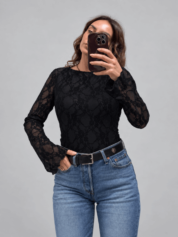 Maglia Nera Semitrasparente in Vellutino