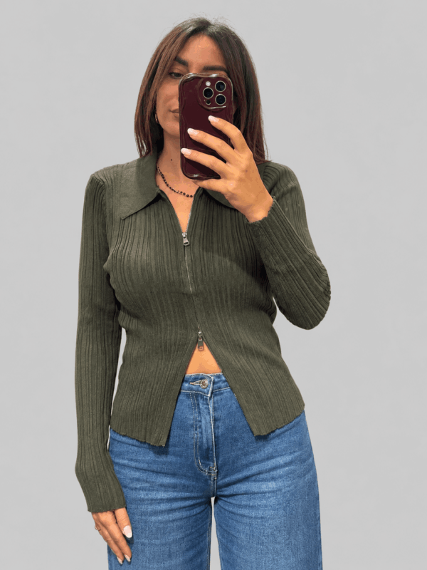 Cardigan a Costine con Zip