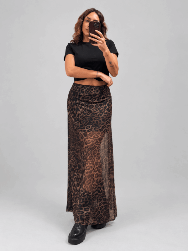 Gonna Lunga in Tulle con Fantasia Animalier