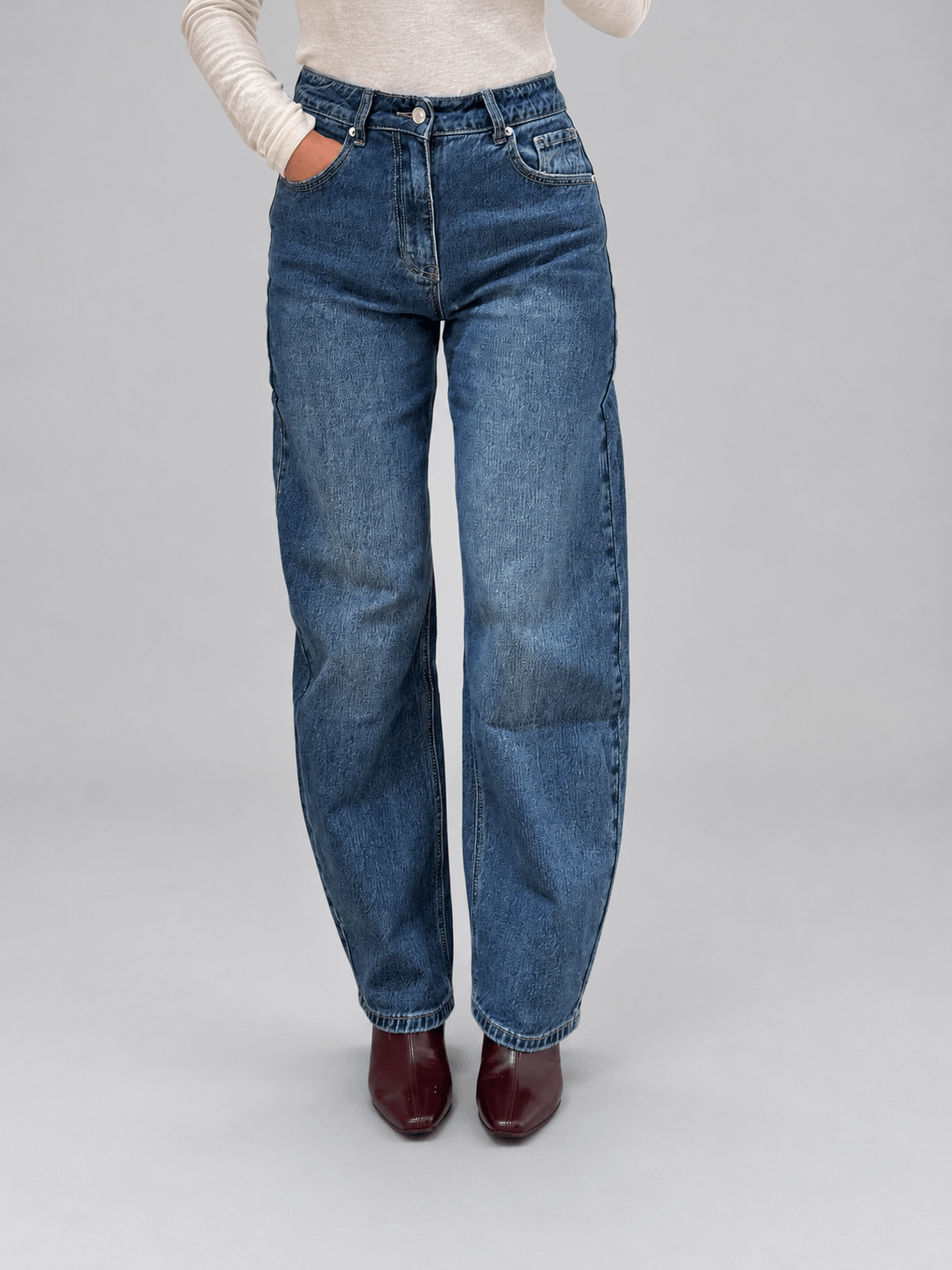 Jeans Barrel-Leg a Vita Alta