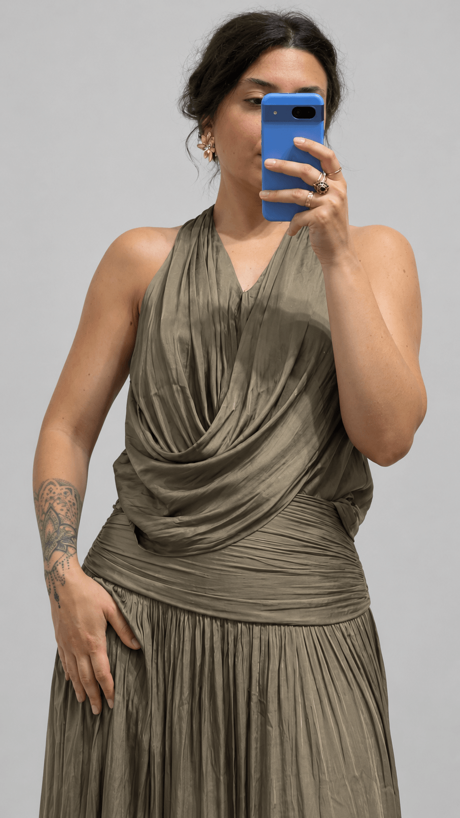 Completo con Top Drappeggiato e Gonna Lunga - immagine 4