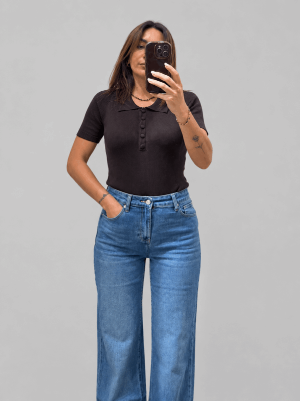 Body Polo a Costine in Maglia (Marrone Cioccolato)