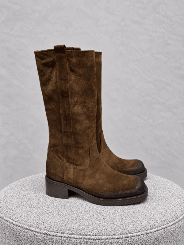 Biker Liscio in Camoscio Marrone Tabacco