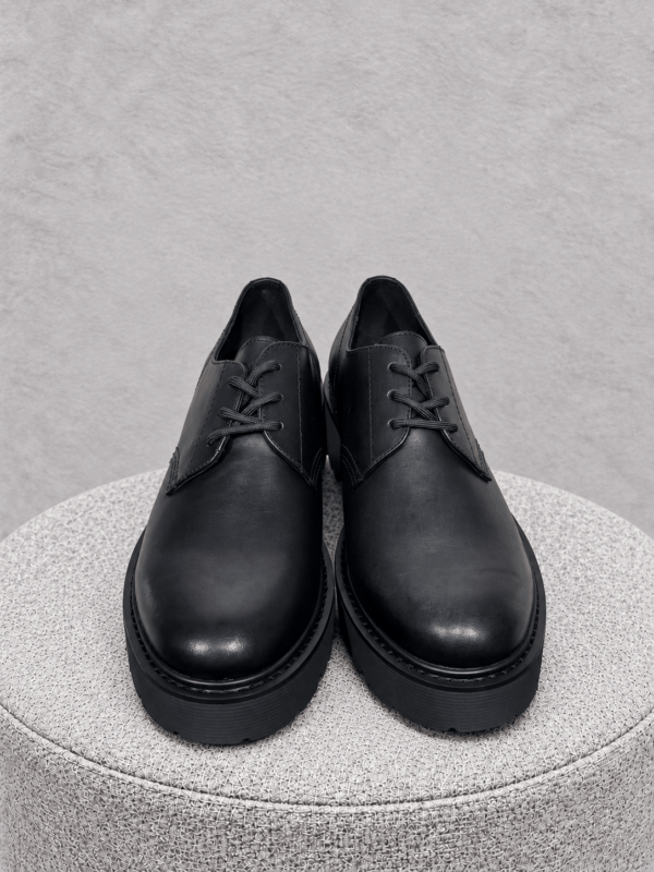 Scarpa Stringata Derby Uomo Platform in Pelle Nera