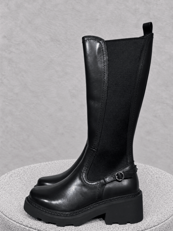 Stivale Alto Chelsea Platform Pelle Nera con Zip