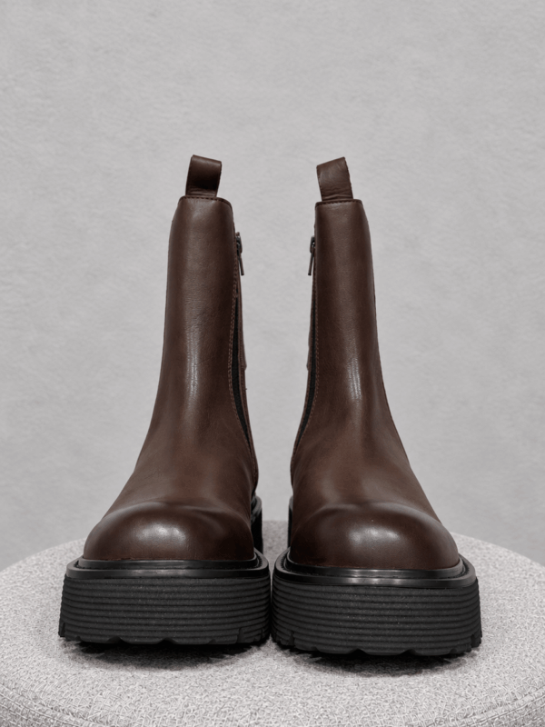 Stivaletto Chelsea Slash in Pelle Marrone Cioccolato