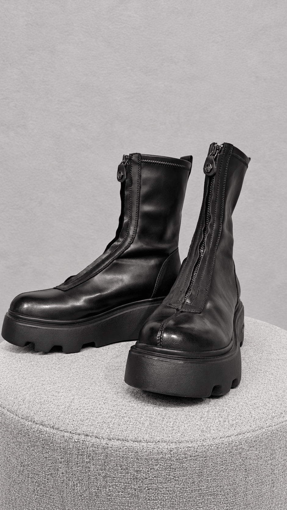 Anfibio Platform Nero con Zip Frontale