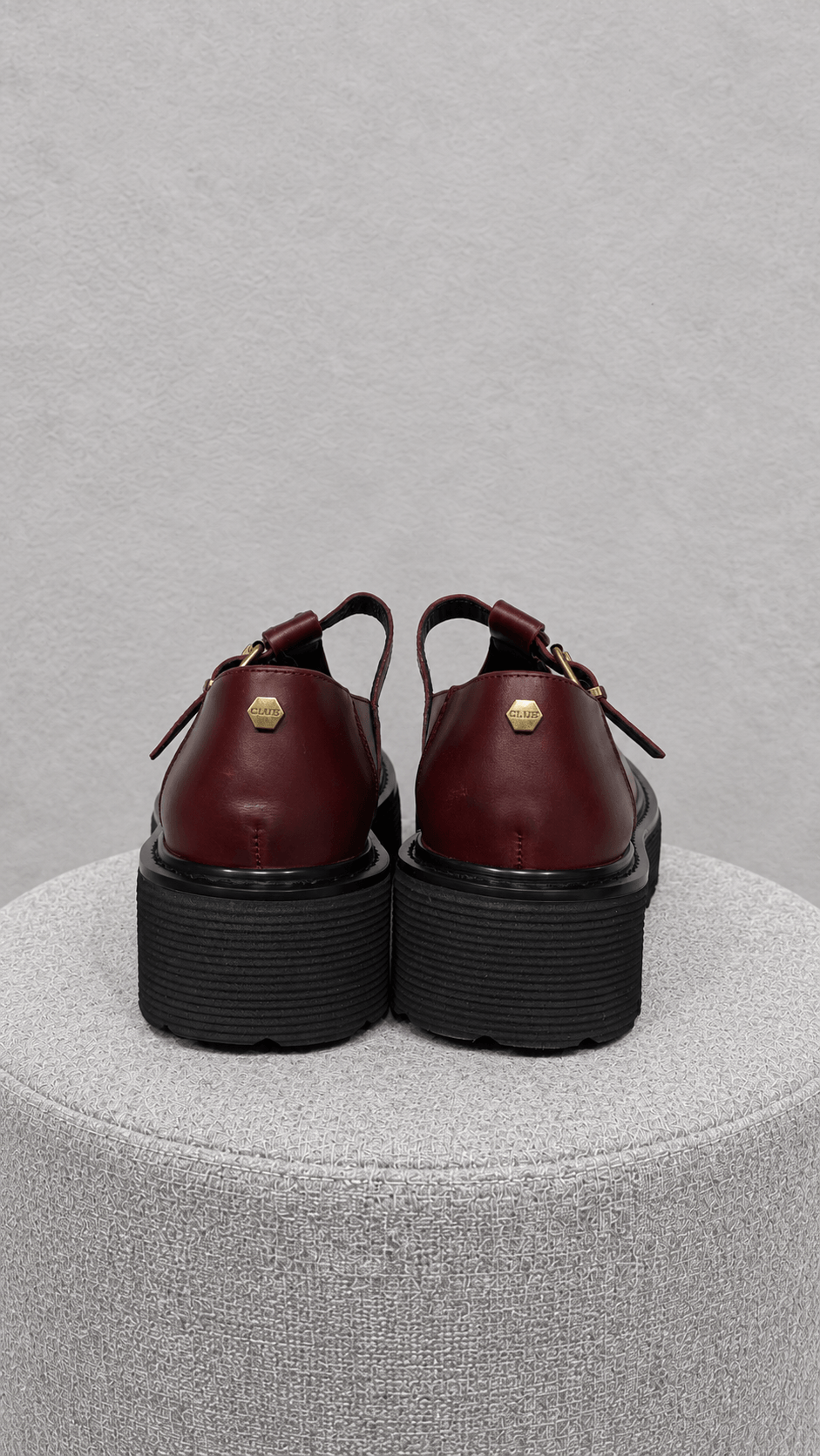 Mary Jane T-Strap Slash Platform in Pelle Bordeaux - immagine 2